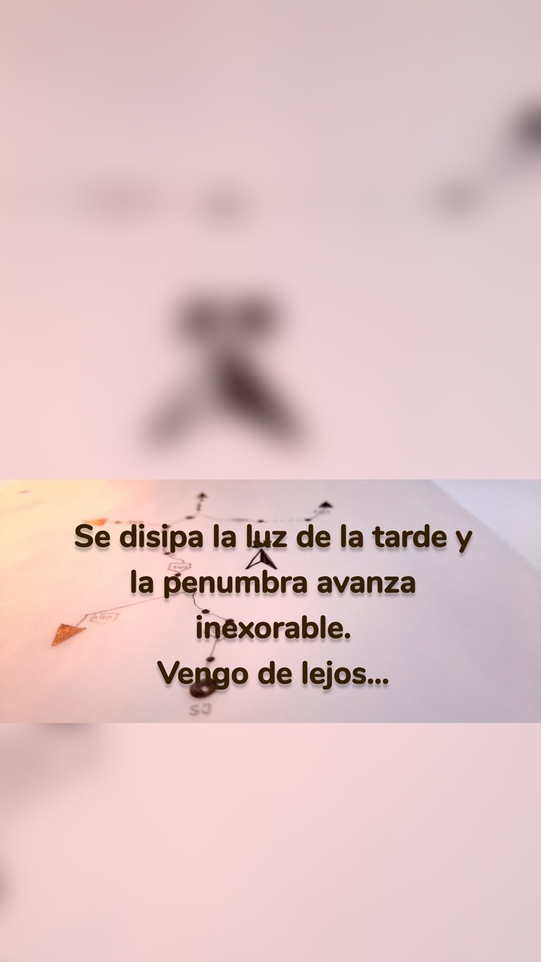 Se disipa la luz de la tarde y la penumbra avanza inexorable.
Vengo de lejos...